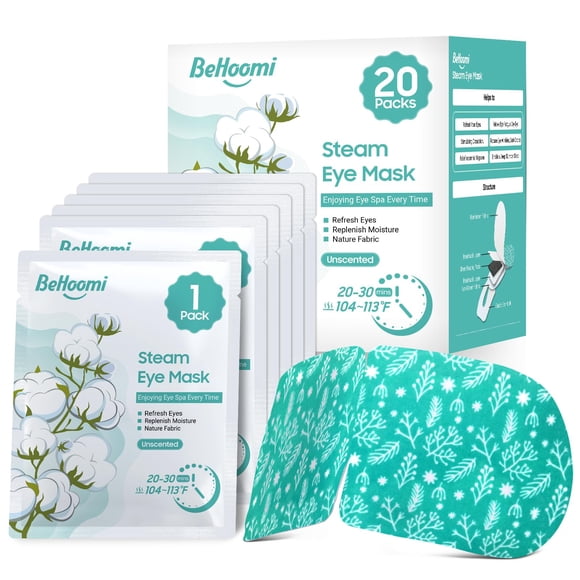 Mascarilla térmica para ojos BeHoomi, compresa cálida desechable x20