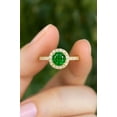 thumbnail image 3 of 8 mm Solitaire Emerald Ring - 925 Silver Emerald Ring - Prong Set Ring - Girlfriend Gift - Round Cut Halo Engagement Ring - Green Gemstone Ring, 3 of 3