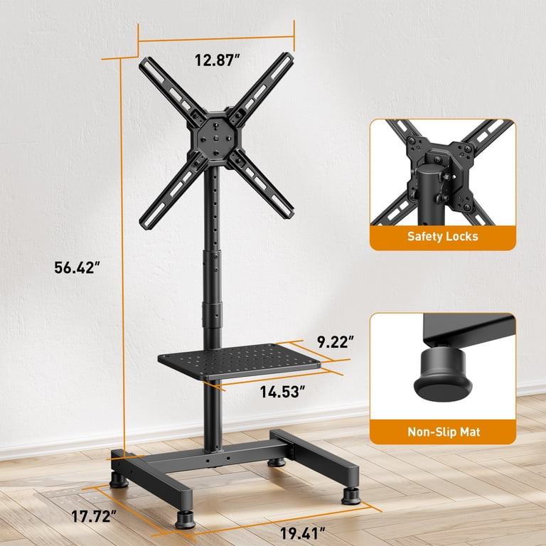 MountFTV Floor TV Stand with Wheels, 26–50 Inch, Mobile photo 7