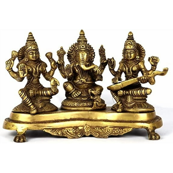 ASHIRWAD Brass Laxmi Ganesh Saraswati Statue, Idol, (LGS-01)
