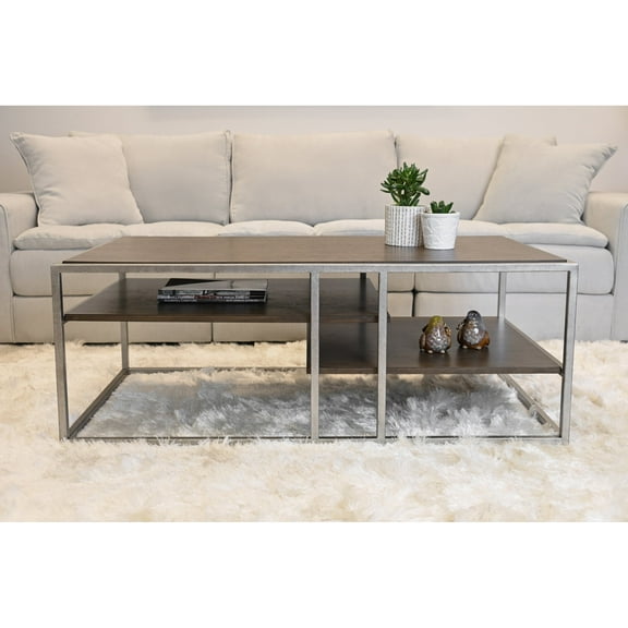 Newboti Furniture Padena 3-Piece Metal Frame Wood Living Room Coffee Table and 2 End Tables Set 75893