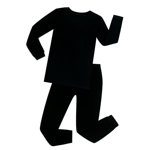 Elowel Garçons Noir Solide 2 Pièces Pyjama Ensemble 100% Coton Taille 12 M -12 Ans