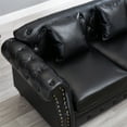 thumbnail image 5 of Chesterfield Faux Leather Sofa, 3 Seaters Button Tufted Couch with Storage and Nailhead Trims for Living Room Office, 5 of 11