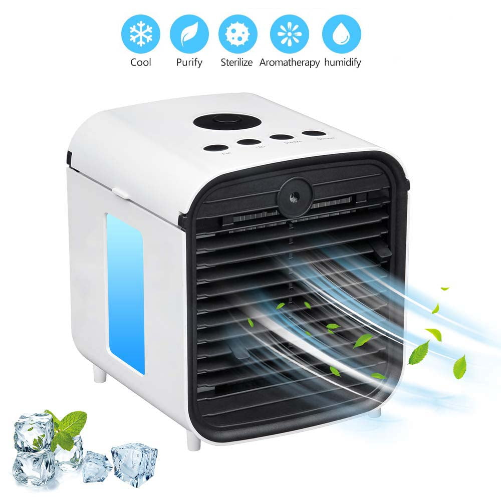 Air Cooler Mini Portable Air Conditioner Fan Air Humidifier For Room Office Desktop Nightstand Personal Desktop Fan Five In One 3 Speeds For Offices Indoors Outdoor Walmart Canada