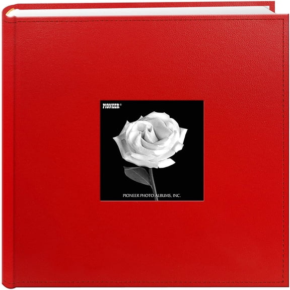 Pioneer Photo Album 4"X6" 200 Pocket Sewn Leatherette Frame Bi Directional Album Red