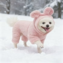 4 Legged Clothes Pets Apparel - Warm Dog Sweater - Coat Plush Onesie Jumpsuit Pajamas Soft Puppy Cat - for Small Medium Male Female Dogs,Pink