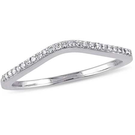 Miabella 1/10 Carat T.W. Diamond 10kt White Gold Contour Semi-Eternity Wedding Band