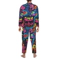 thumbnail image 7 of Salouo Neon Graffiti Urban Art Print Button-Front Long Sleeve Pajama Set for Men, Soft 2Pjs Men's Long Sleeve Sleepwear -Medium, 7 of 7