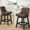 Brown-leather, variant on LainTene 26" Swivel Bar Stools with Backs, 26" Counter Height Bar Stools, Extra Upholstered Counter Barstools with Square Solid Wood Legs for Kitchen Island, Dining Room