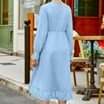 thumbnail image 5 of OGLCCG Tween Girls Long Dresses High Low Hem Ruffle Long Sleeve Crew Neck Flowy Tiered Dress Casual Solid Color Summer Boho Dress 4-15 Years, 5 of 7