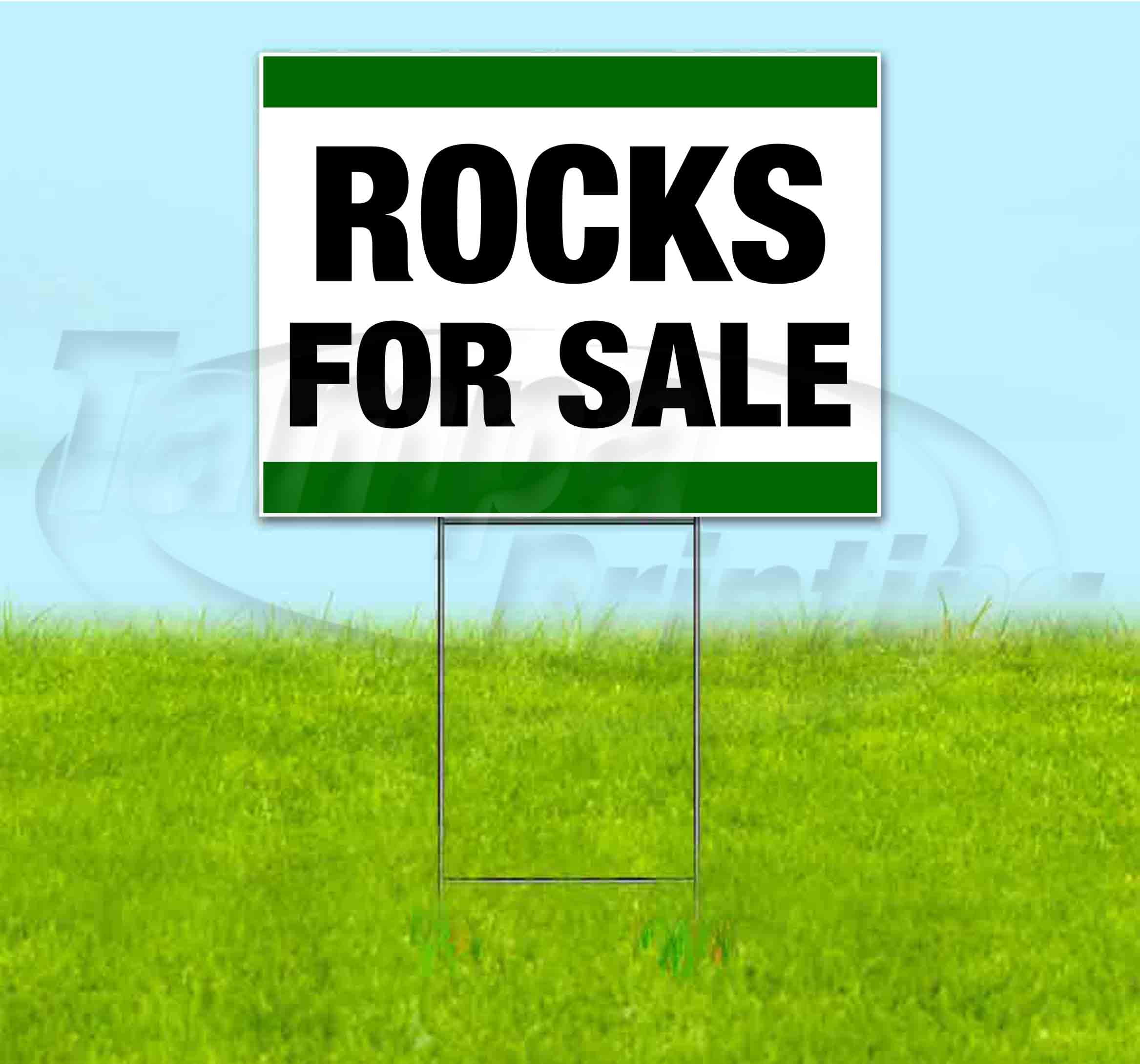 Rocks For Sale (18" x 24") Yard Sign, Includes Metal Step Stake