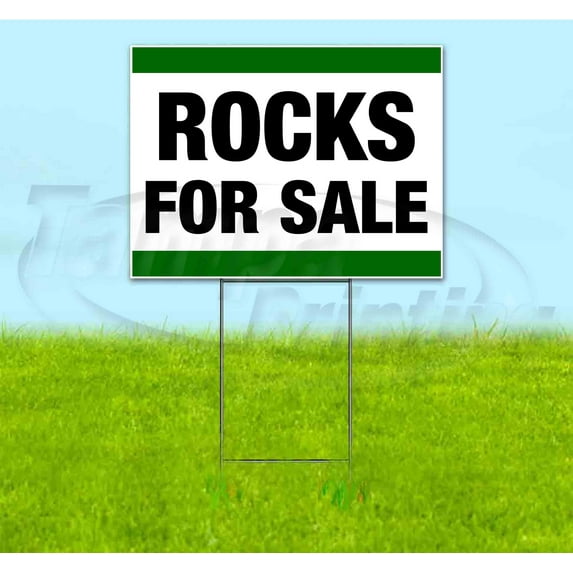 Rocks For Sale (18" x 24") Yard Sign, Includes Metal Step Stake