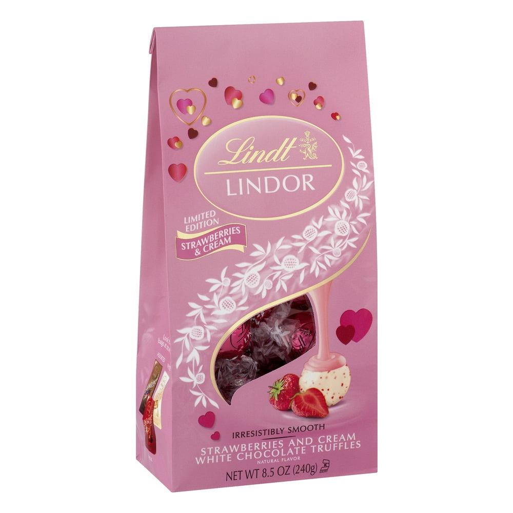 Lindt Lindor White Chocolate Truffles Strawberries And Cream, 8.5 OZ