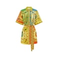 thumbnail image 4 of Women Floral Cotton Linen Dress, Short Sleeve Tie Waist Casual Summer Dress, 4 of 5