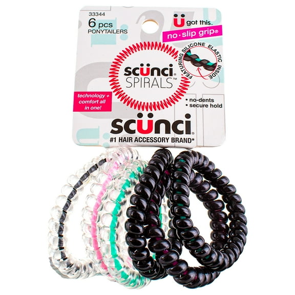 Scunci Spiral Ponytailer, Assorted Colors, 6 Ct (2 pack) (Bundle)