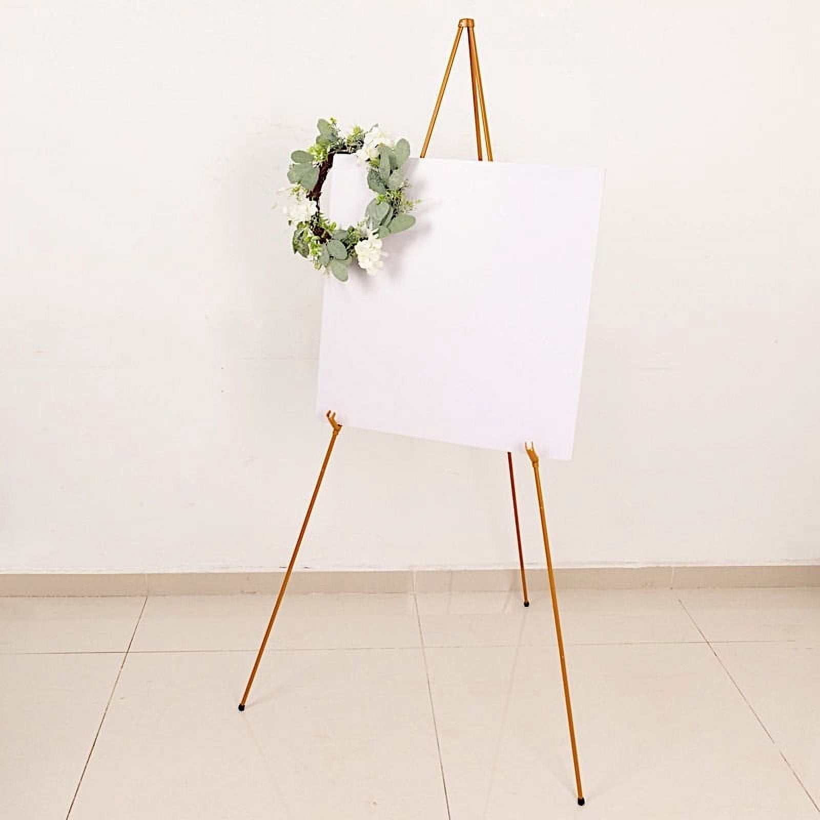 BalsaCircle 65" Gold Metal Easel Collapsible Tripod Stand Party Events Reception Decorations Supplies