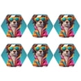 thumbnail image 2 of Disketp Colorful Sunglasses Dog Funny Coasters,6 Pcs Leather Coasters with Holder, Perfect Housewarming Hostess Gifts,Protect Furniture from Water Marks Scratch and Damage,Hexagon, 2 of 7