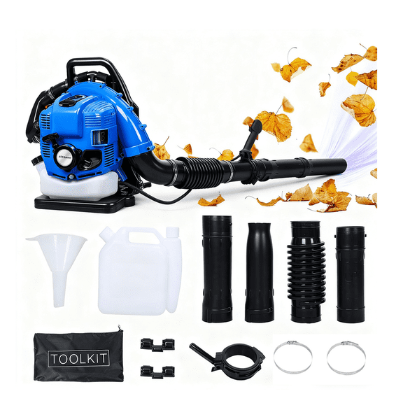 Floseru 75.6CC Gas Leaf Blower, 3.5HP Backpack Blower with 900CFM Air Volume and 210MPH Wind Speed, Powerful 2-Stroke Engine for Heavy-Duty Lawn, Yard, and Parking Lot Cleanup