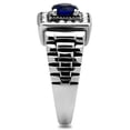 thumbnail image 4 of Mens Ring Silver Blue Round Cut Squared Stainless Steel Ring with Sapphire in Montana, 4 of 7
