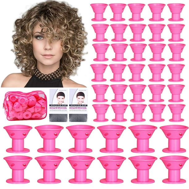 Starynighty 40PCS Silicone Hair Curlers, Blue and Pink Magic Hair