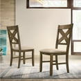 thumbnail image 4 of Roundhill Furniture Raven Cross Back Upholstered Dining Chairs in Glazed Pine Brown Finish, Set of 2, 4 of 7