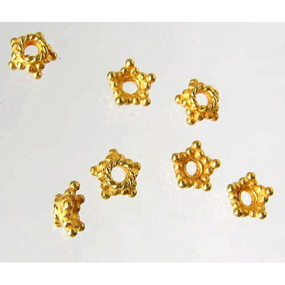 7 Precious 22K Vermeil Star Bead Caps | 6x3mm |
