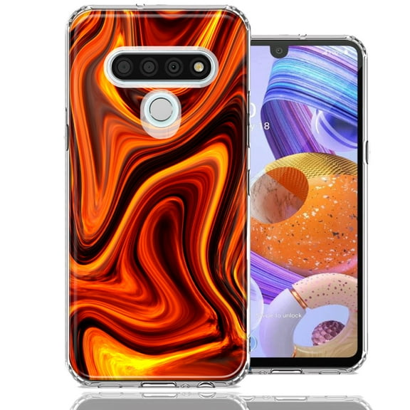 MUNDAZE For LG Stylo 6 Fire Abstract Design Double Layer Phone Case Cover