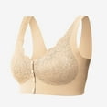 thumbnail image 5 of Bras! Ashirexll Front Close Bras for Women, Wireless Push Up Solid Color Soft Summer Thin No Steel Ring Breathable Gathering Bra Beige 3XL, 5 of 7