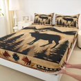 thumbnail image 4 of Castle Fairy Vintage Mountain Elk King Sheets 4pcs,Rustic Vintage Cabin Bedding,Black Beige Rust,1 Fitted Sheet, 1 Flat Sheet and 2 Pillowcases, 4 of 6
