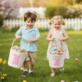 thumbnail image 4 of QuanTara Easter Storage Basket, Woven Cotton Rope Decorative Bin with Bunny Design, Multifunctional Organizer for Toys Eggs Gifts, Home Decor, 9.8x7.9x7.9in, Pink, 4 of 6