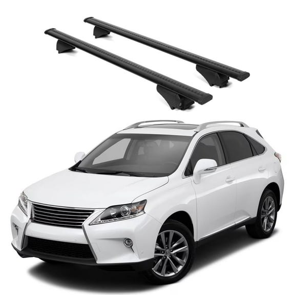 ERKUL Roof Rack Cross Bars for Lexus RX 350 RX450 2010-2015 | Aluminum Crossbars with Anti Theft Lock for Rooftop | Compatible with Raised Rails - Black