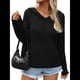 thumbnail image 3 of Suéter con Capucha Corta y Estampado de Estrellas para Mujer, Jersey de Punto con Bolsillo Tipo Canguro. Negro S, 3 of 10