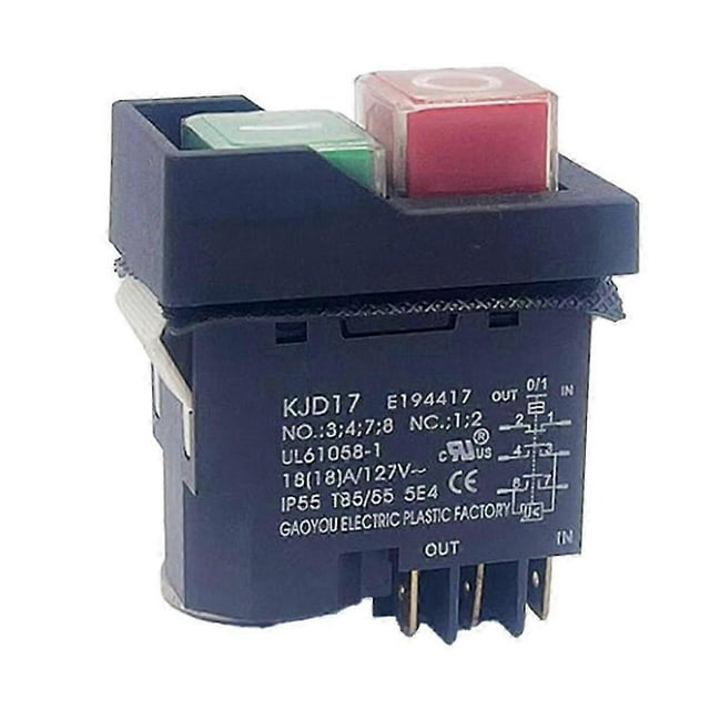 KJD17 6 Pins Electromagnetic Start Push Button Switches 18A AC127V IP55 Waterproof Equipment Switch