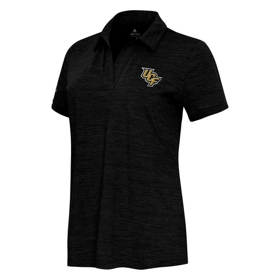 Women's Antigua Heather Black UCF Knights Layout V-Neck Polo