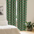 thumbnail image 2 of Ambesonne Hearts Curtains, Love Pattern, Pair of 28"x63", Apple Green Dark Coral, 2 of 5