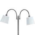 thumbnail image 2 of 80 Watt Metal Floor Lamp with Dual Gooseneck and Uno Style Shades, Silver, 2 of 5