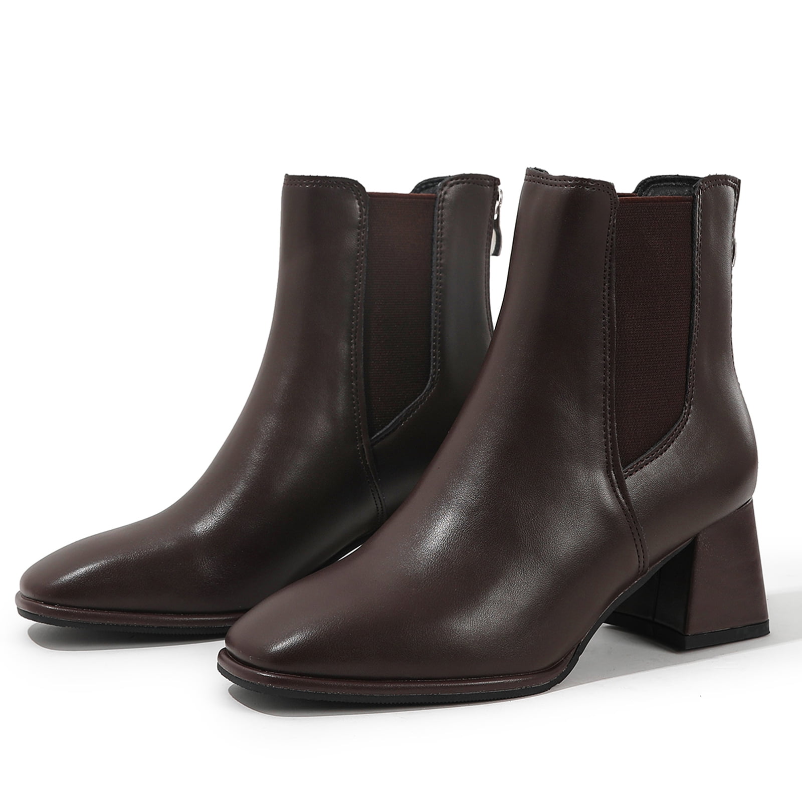 kkdom Chelsea Boots For Women Rain Boots Waterproof Lightweight Ankle Boots Winter Shoes Brown Size 10