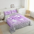 thumbnail image 5 of Feelyou Purple Bowknot Bedding Comforter Set, Cartoon Bow-tie Twin Comforter Sets, Sequin Print Bedding Set, Super Cozy Room Decor, 2 Piece, 5 of 8