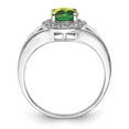 thumbnail image 2 of Sterling Silver Rhodium-plated Diamond & Peridot Ring, 2 of 6
