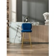thumbnail image 1 of Modern Velvet Bar Stools, Accent Upholstered Chairs, Low Back Barstool, Pub Height Home Bar Dining Chairs, Counter Stools Tufted Back Kitchen Island Chairs with Gold Legs and Footrest, Navy, 1 of 7
