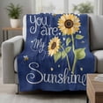 thumbnail image 2 of You Are My Sunshine Blanket Soft Cozy Warm Throw Blanket for Couch, Plush Fuzzy Flannel Fleece Blankets for Sofa, Yellow Sunflowers Cute Bees Heart Blue Bed Blankets Gifts for Men, 50"x60", 2 of 9