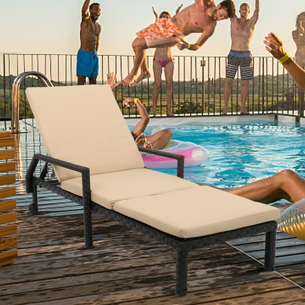 uhomepro Adjustable Patio Chaise Lounge, Outdoor Lounge Recliner Chairs