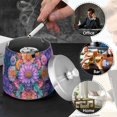 thumbnail image 4 of Yayeee Ashtray with Lid for Cigarette Smokeless Stainless Steel Home Ash Holder, Light Purple Flowers, 4 of 7