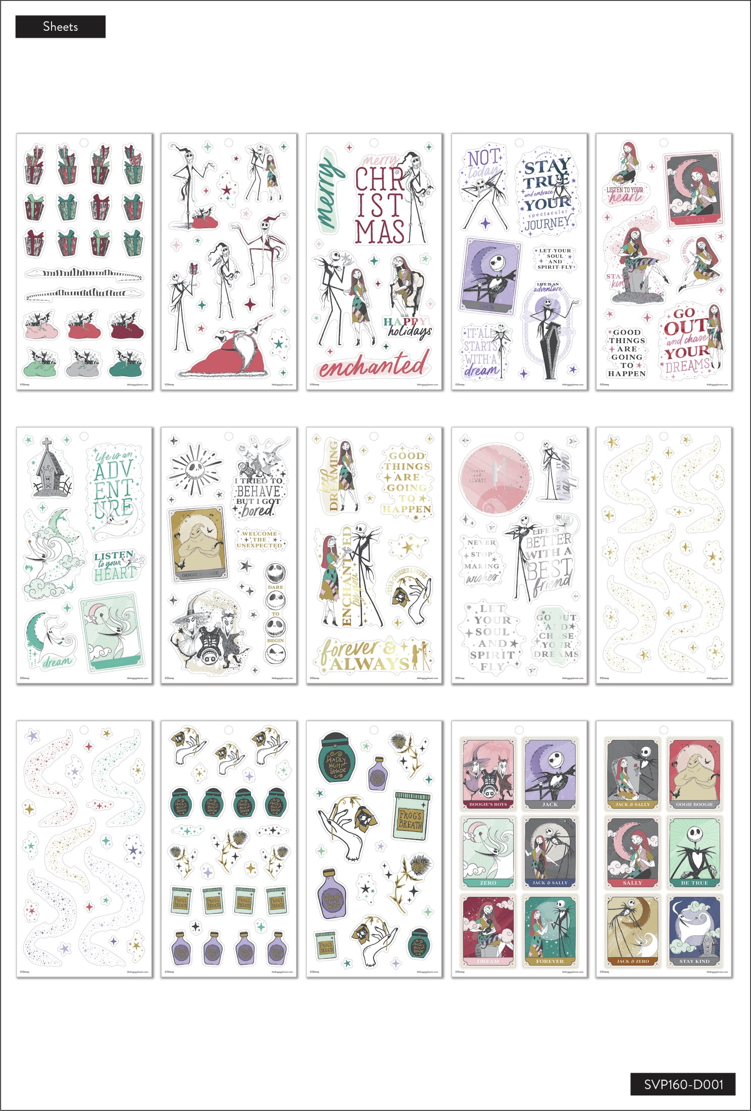 Disney Nightmare Before Christmas Planner Stickers, Jack and Sally