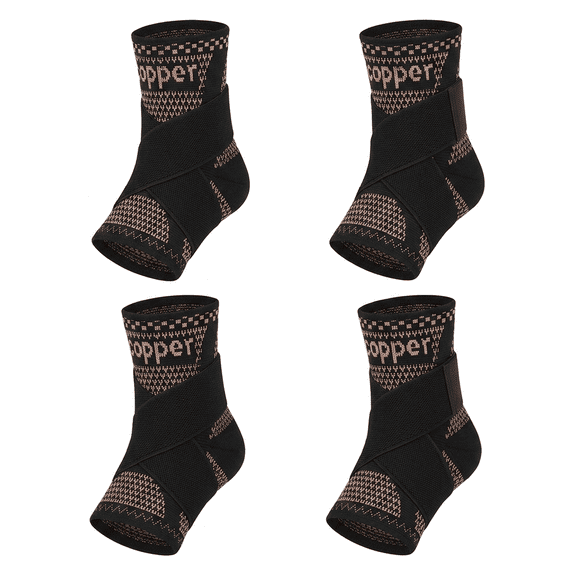 MoHern Ankle Brace 4 Pcs Compression Sleeve With Adjustable Straps Breathable Foot Wrap And Foot Brace For Volleyball Running Sports Size L