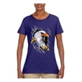 thumbnail image 2 of Torn Ripped Eagle Claws Animal Lover Womens Graphic T-Shirt, Purple, X-Large, 2 of 3