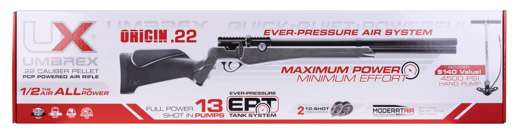 UMAREX Origin .22 Caliber PCP Air Rifle Kit with Hand Pump and Rotary Magazines