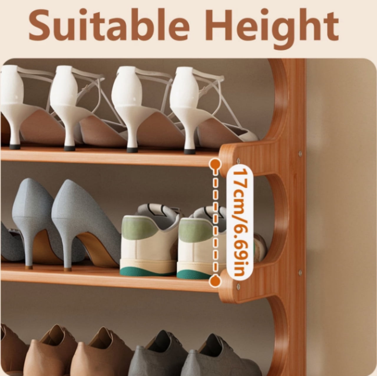 5 Layer Shoe Rack, Bamboo Shoe Organizer, Freestanding Shoe Storage Shelf, Space Saving Shoe Shelf Display Shelf for Hallways, Entryways,Mudrooms