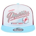 thumbnail image 2 of Men's New Era White/Light Blue Philadelphia Phillies Retro Script Trucker 9FIFTY Snapback Hat, 2 of 6