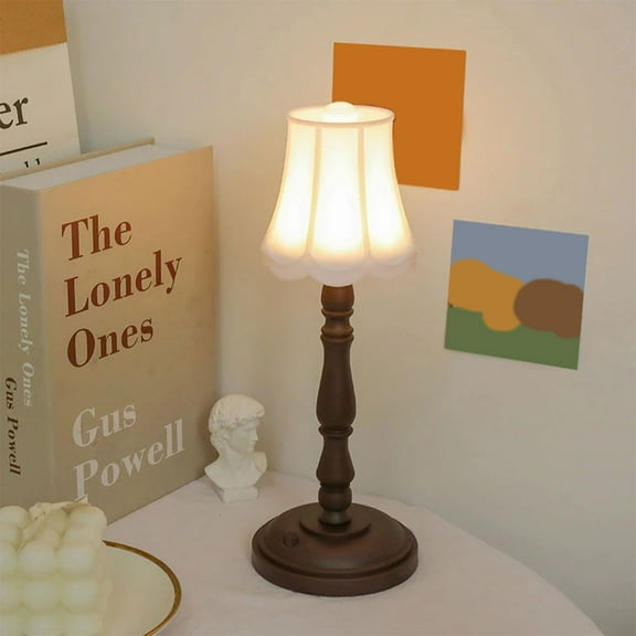 Everso Modern Simple Bedside Light Electronic LED Table Lamp Battery Operated Eye Protection Nightstand Lamp for Bedroom Living Room Office Bar Cafe